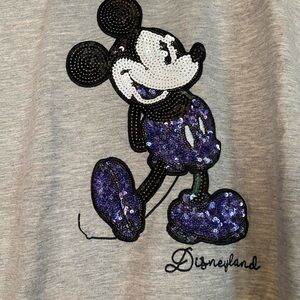 Disney Women’s Gray and Purple Sequin Mickey Mouse Tee